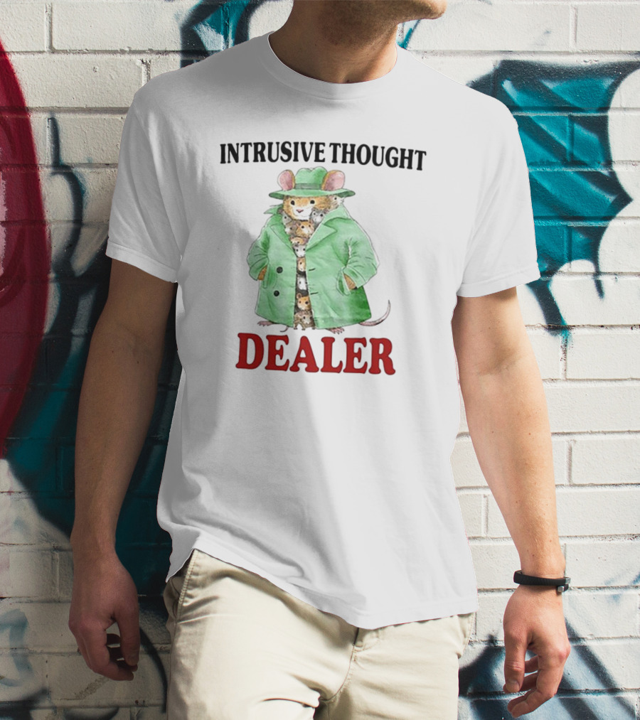 Intrusive Thought Dealer Mouse In Trench Coat T-Shirt
