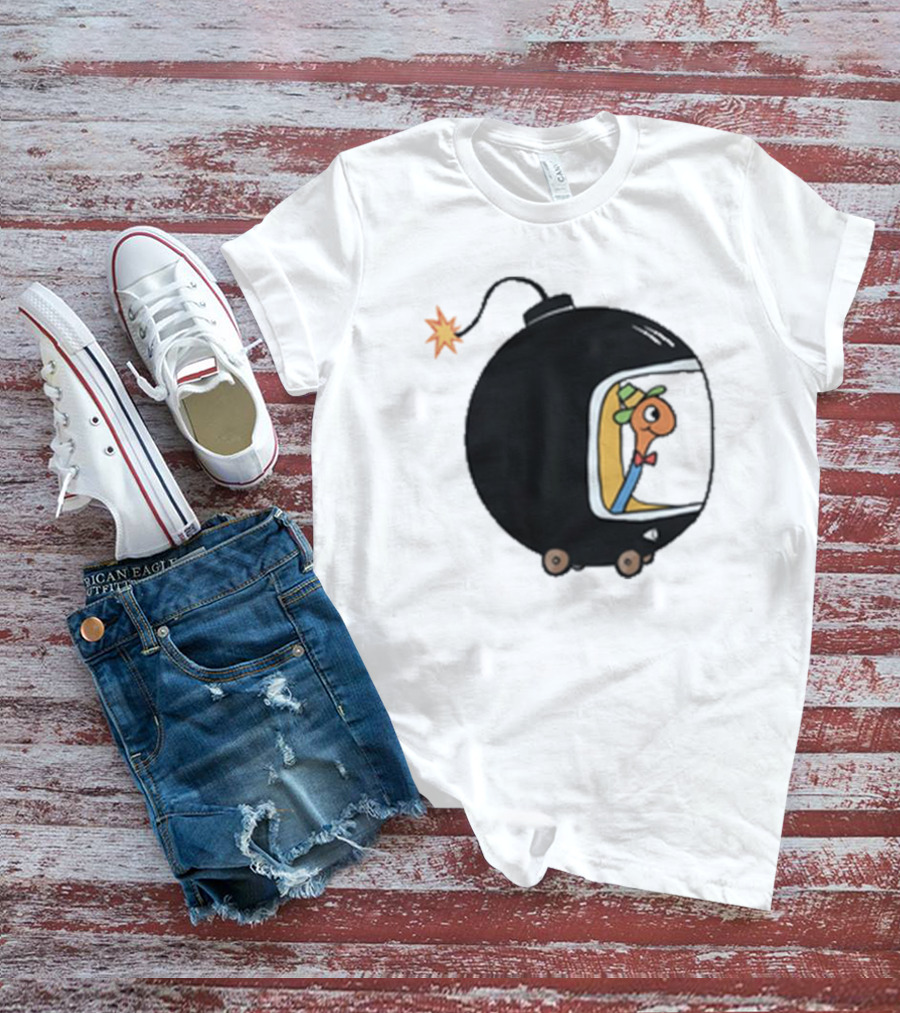 Lowly Car Bomb Cartoon Worm Inside By K. Thor Jensen T-Shirt