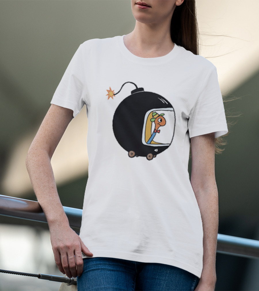Lowly Car Bomb Cartoon Worm Inside By K. Thor Jensen T-Shirt