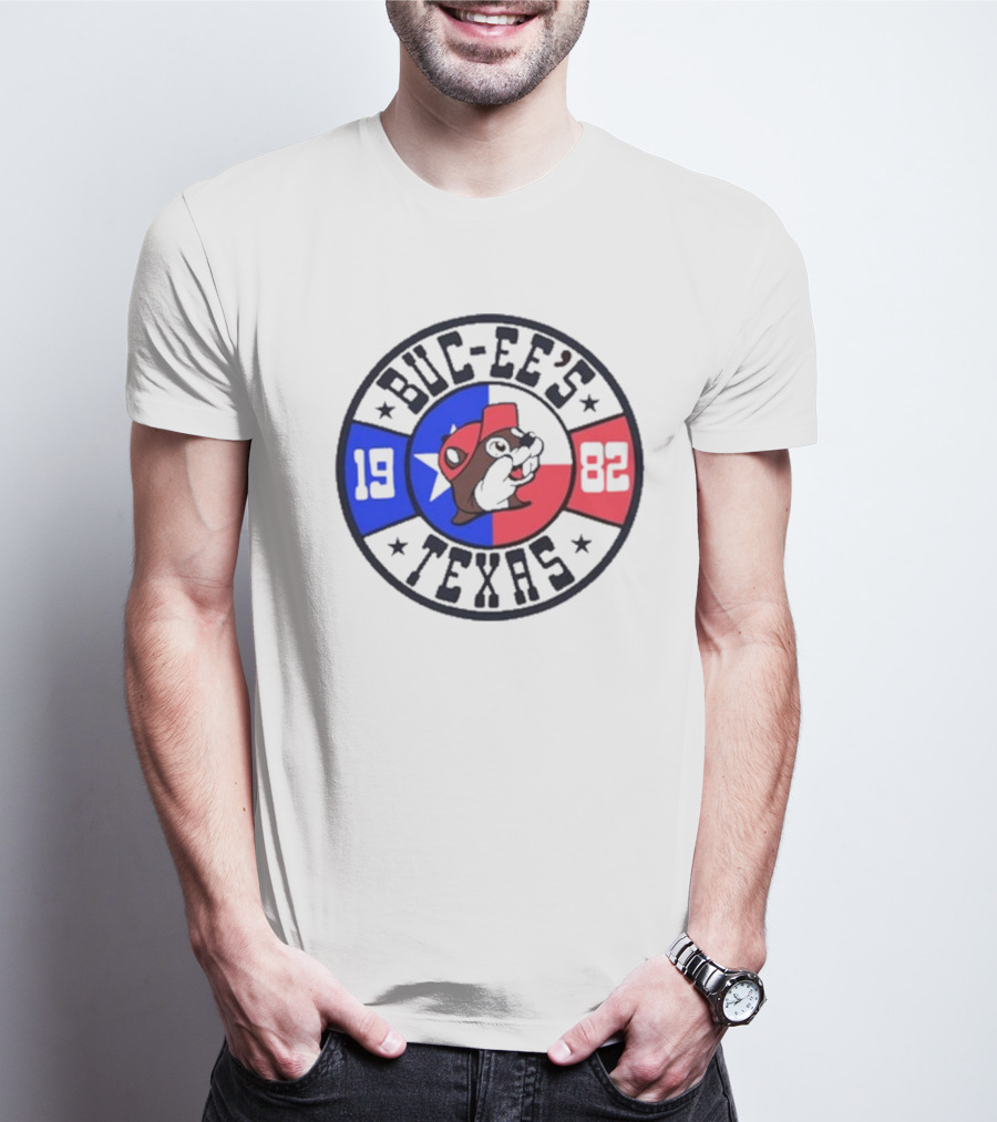 Buc-Ee's Texas 1982 Logo With Beaver Mascot And Lone Star Flag T-Shirt