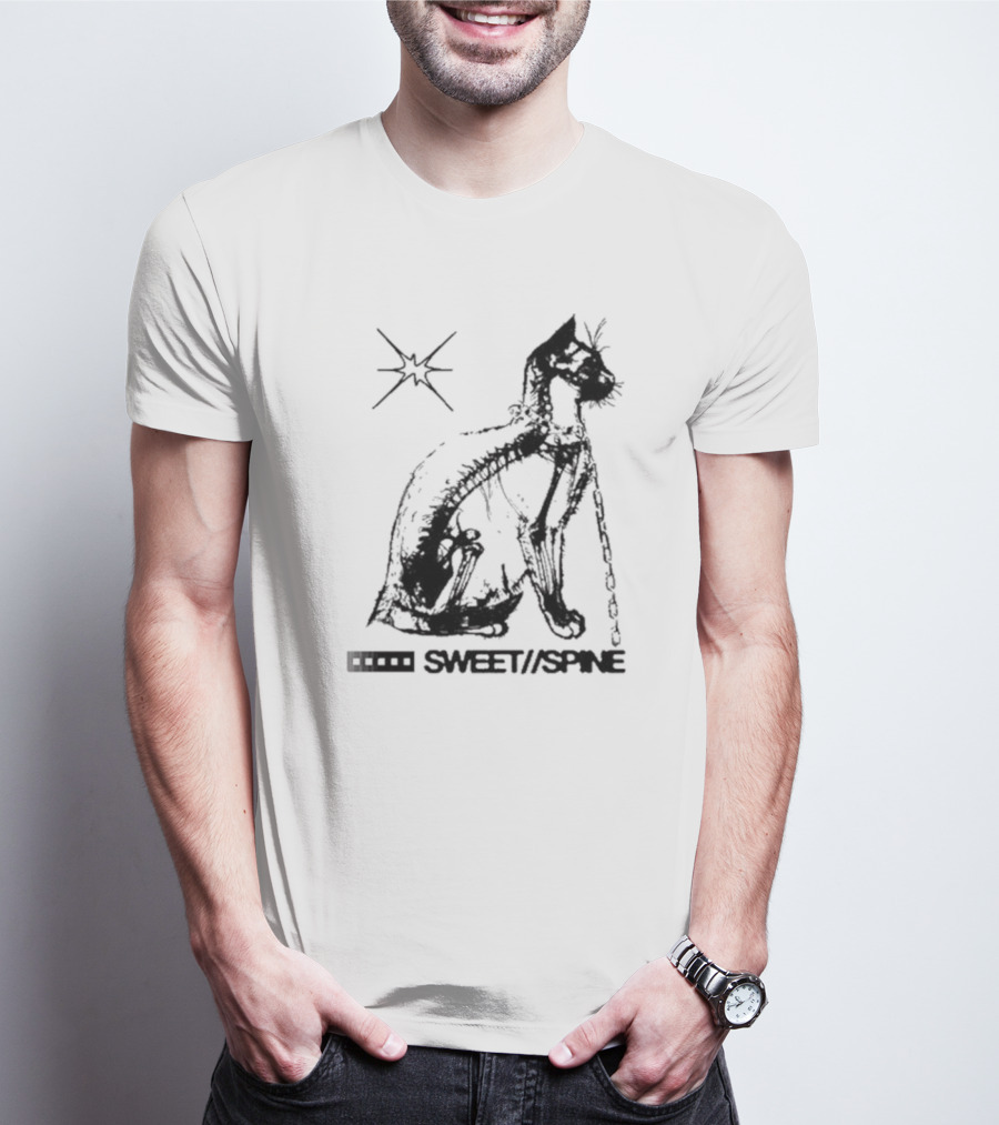 SWEET//SPINE Cat With Starburst And Chain Detail T-Shirt