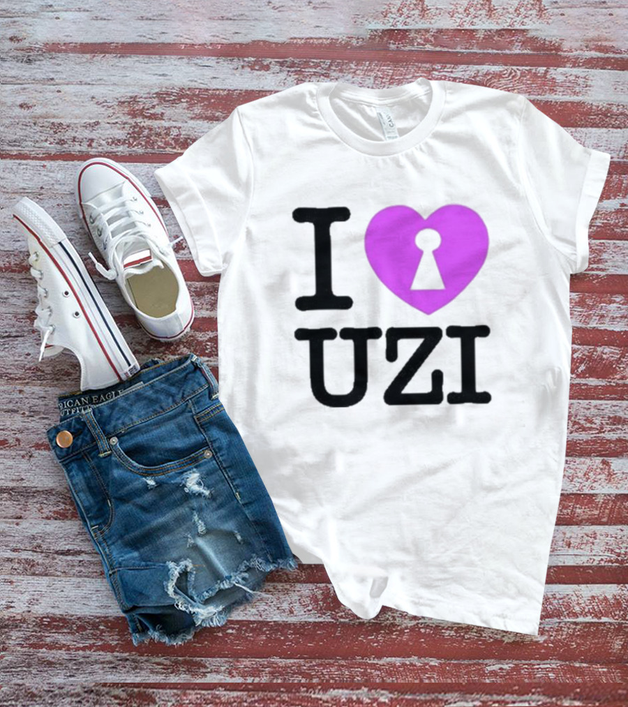 I Love Heart Keyhole Uzi T-Shirt