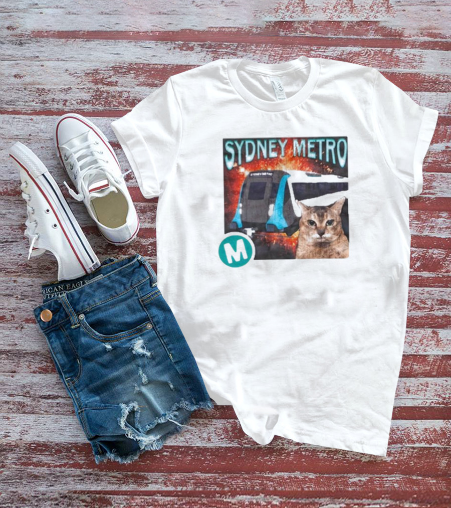 Sydney Metro Explosion Cat And Train With M T-Shirt