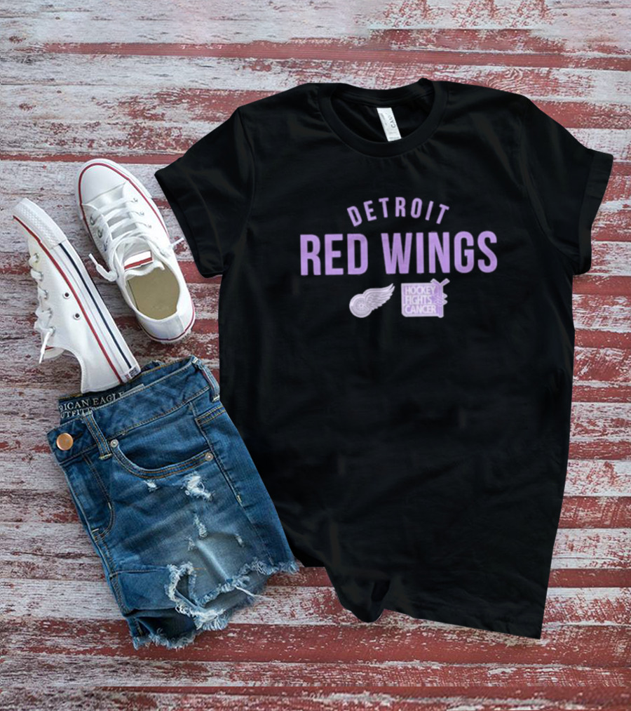 Detroit Red Wings Hockey Fights Cancer T-Shirt