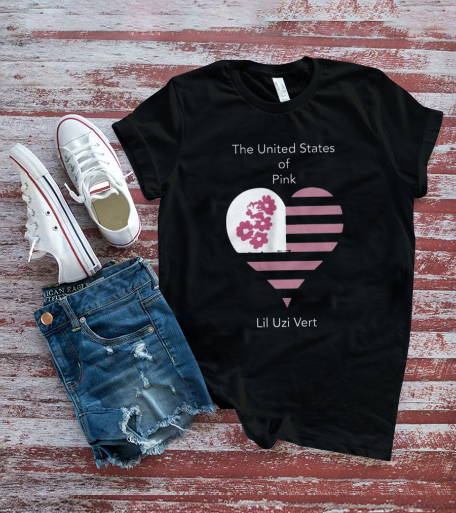Lil Uzi Vert Heart Pink Stripes Flowers United States Of Pink T-Shirt