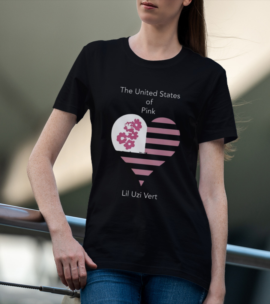 Lil Uzi Vert Heart Pink Stripes Flowers United States Of Pink T-Shirt