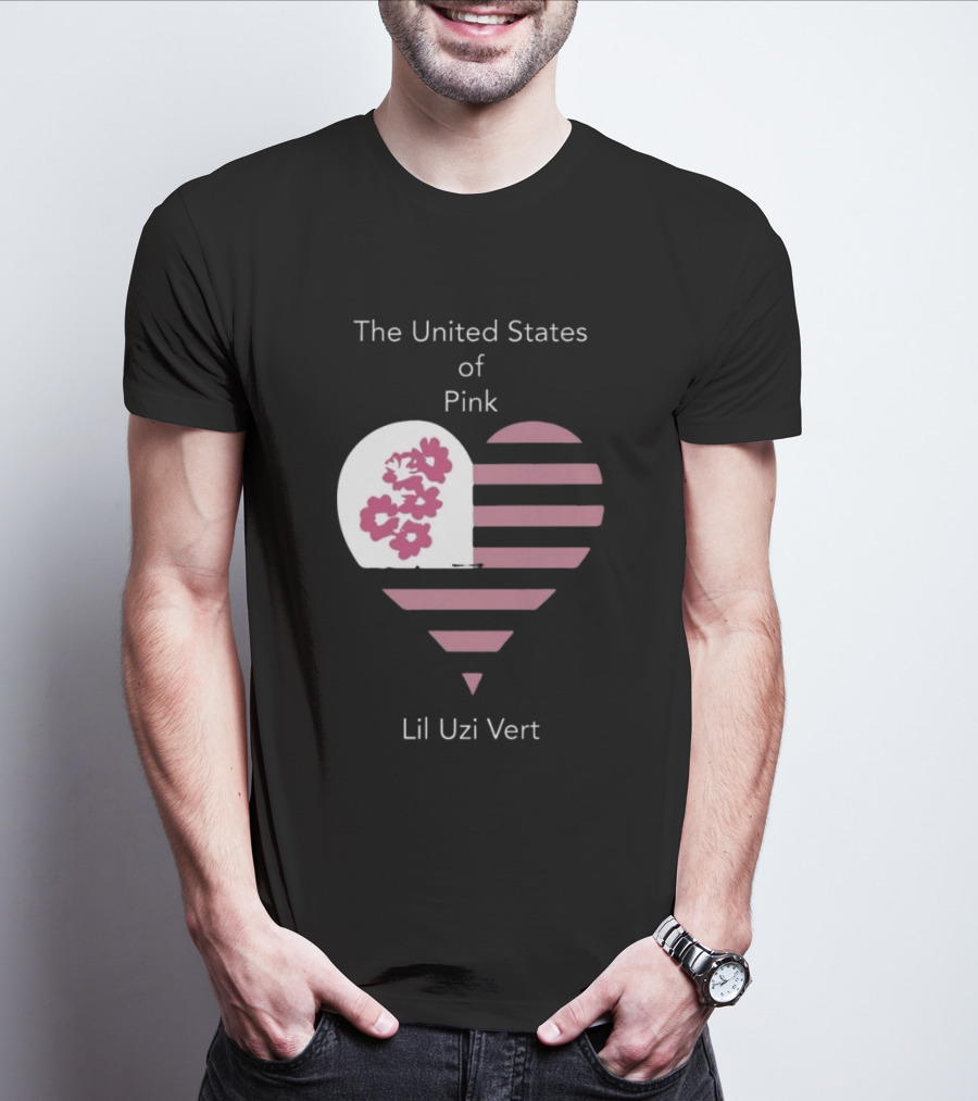 Lil Uzi Vert Heart Pink Stripes Flowers United States Of Pink T-Shirt
