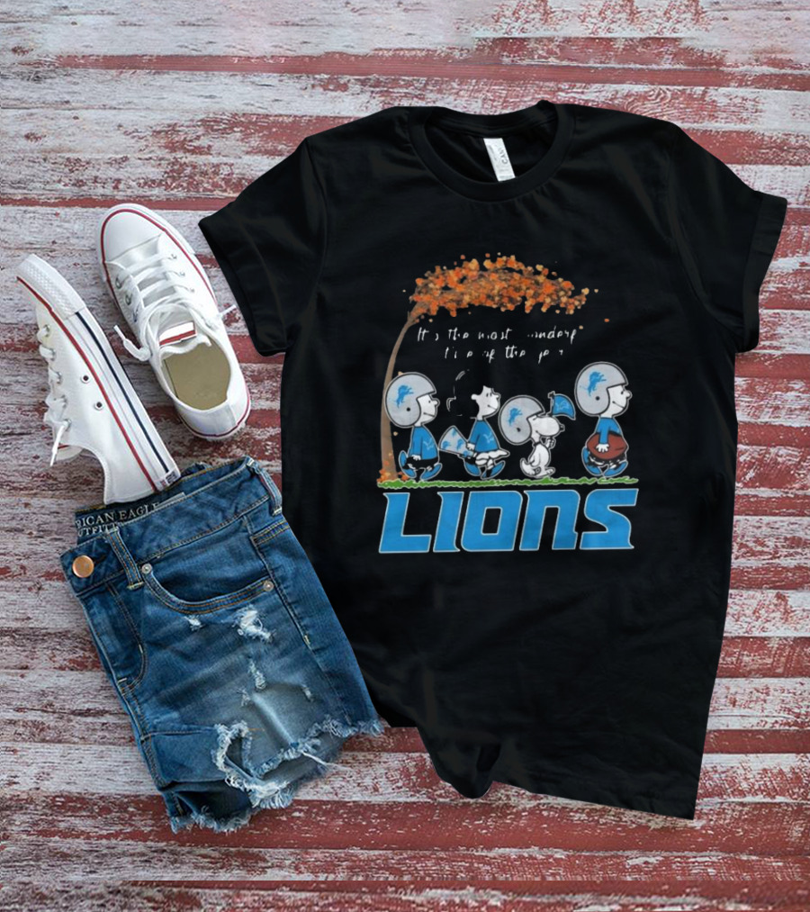 Peanuts Characters It's The Most Wonderful Time Of The Year Detroit Lions T-Shirt