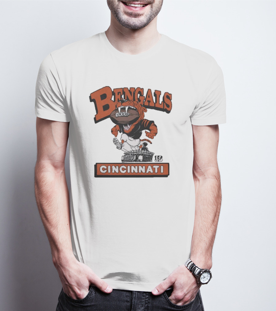 Cincinnati Bengals Mascot Jumping Over Stadium T-Shirt
