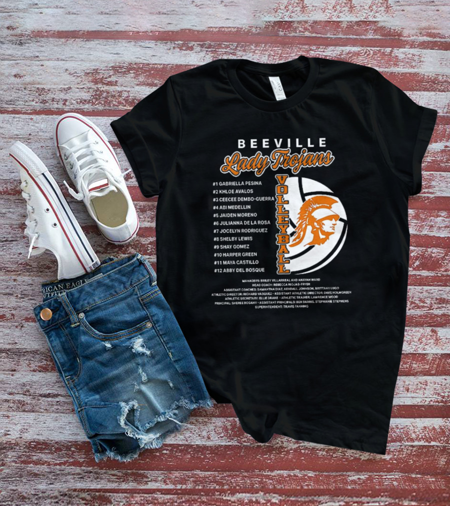 Beeville Lady Trojans Volleyball Team Roster And Iconic Trojan T-Shirt