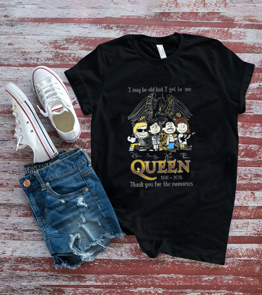 Peanuts Characters Queen 1970-2025 Thank You For The Memories Signatures T-Shirt
