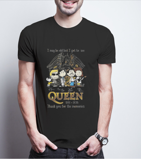 Peanuts Characters Queen 1970-2025 Thank You For The Memories Signatures T-Shirt
