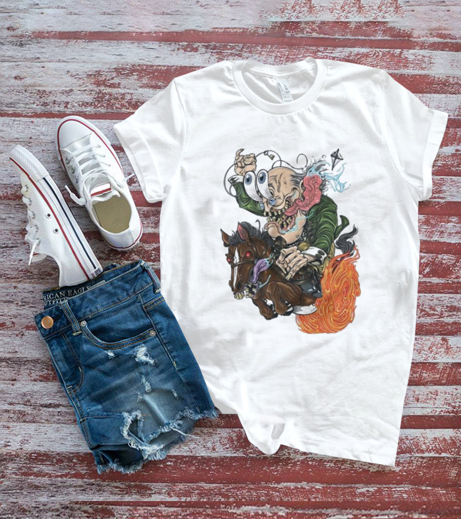 Ben Franklin Ben Finklin Trippy Surreal Horse Adventure T-Shirt