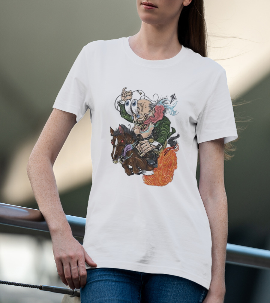 Ben Franklin Ben Finklin Trippy Surreal Horse Adventure T-Shirt