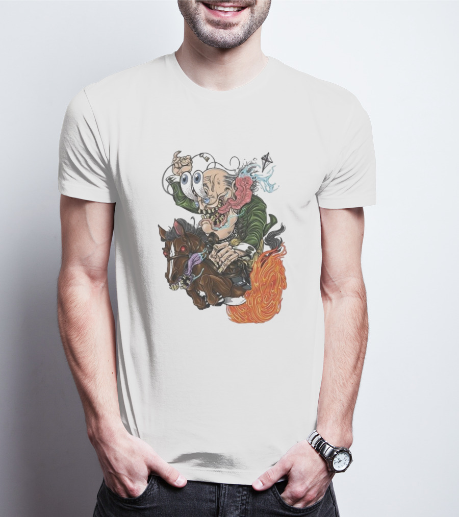 Ben Franklin Ben Finklin Trippy Surreal Horse Adventure T-Shirt
