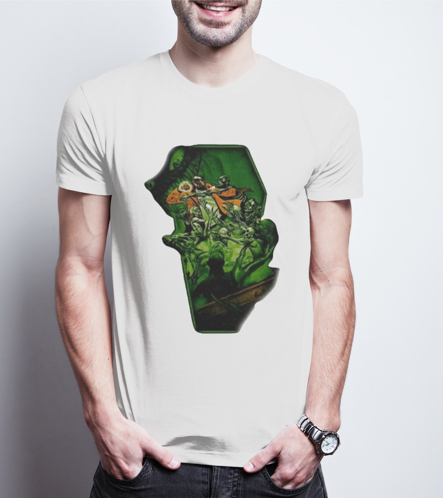You Only Die 1nce SS Freddie Gibbs Zombie Battle Green Scene T-Shirt