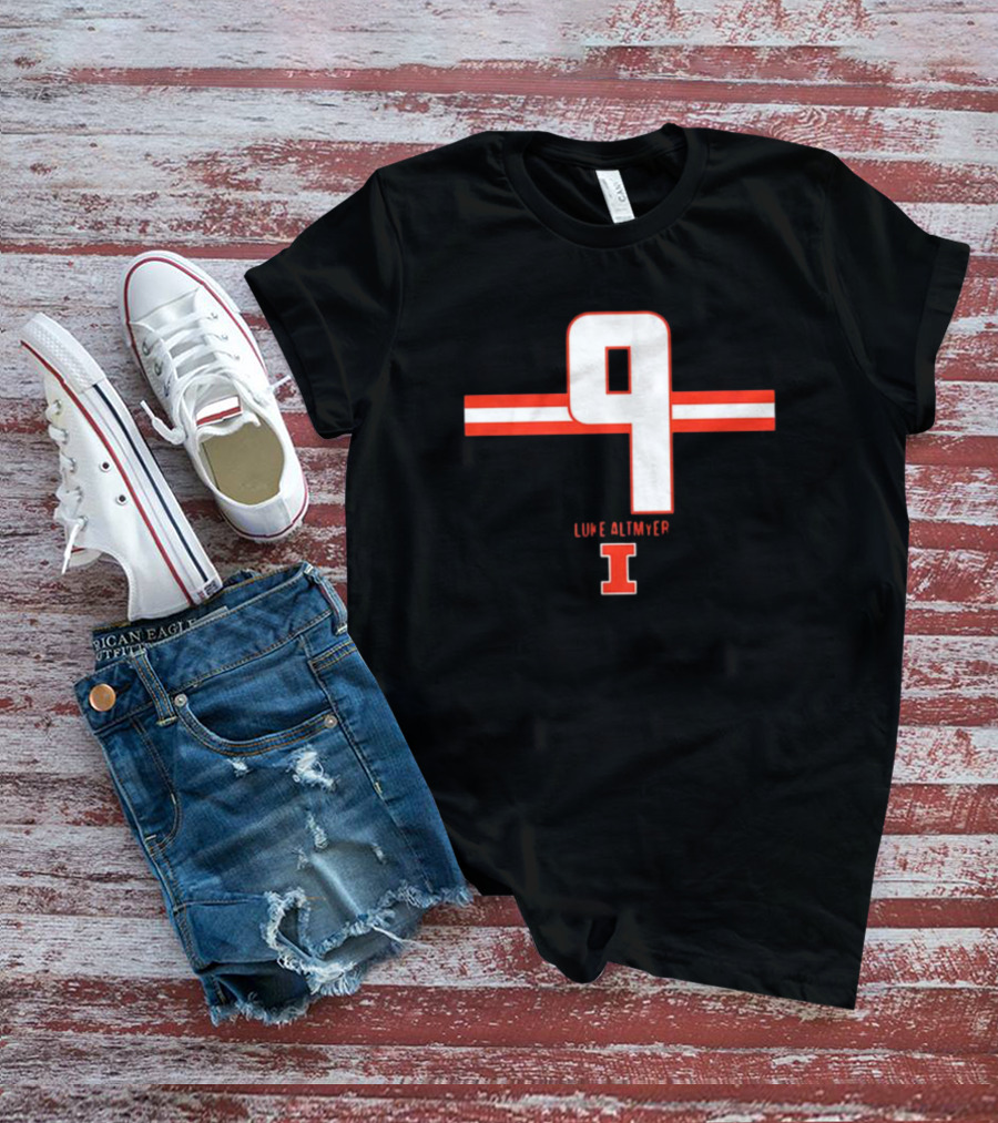 Illinois Fighting Illini Football Number 9 Luke Altmyer Stripe T-Shirt
