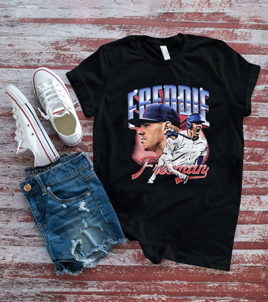 Freddie Freeman Los Angeles Dodgers Vintage Collage MLB Signature T-Shirt