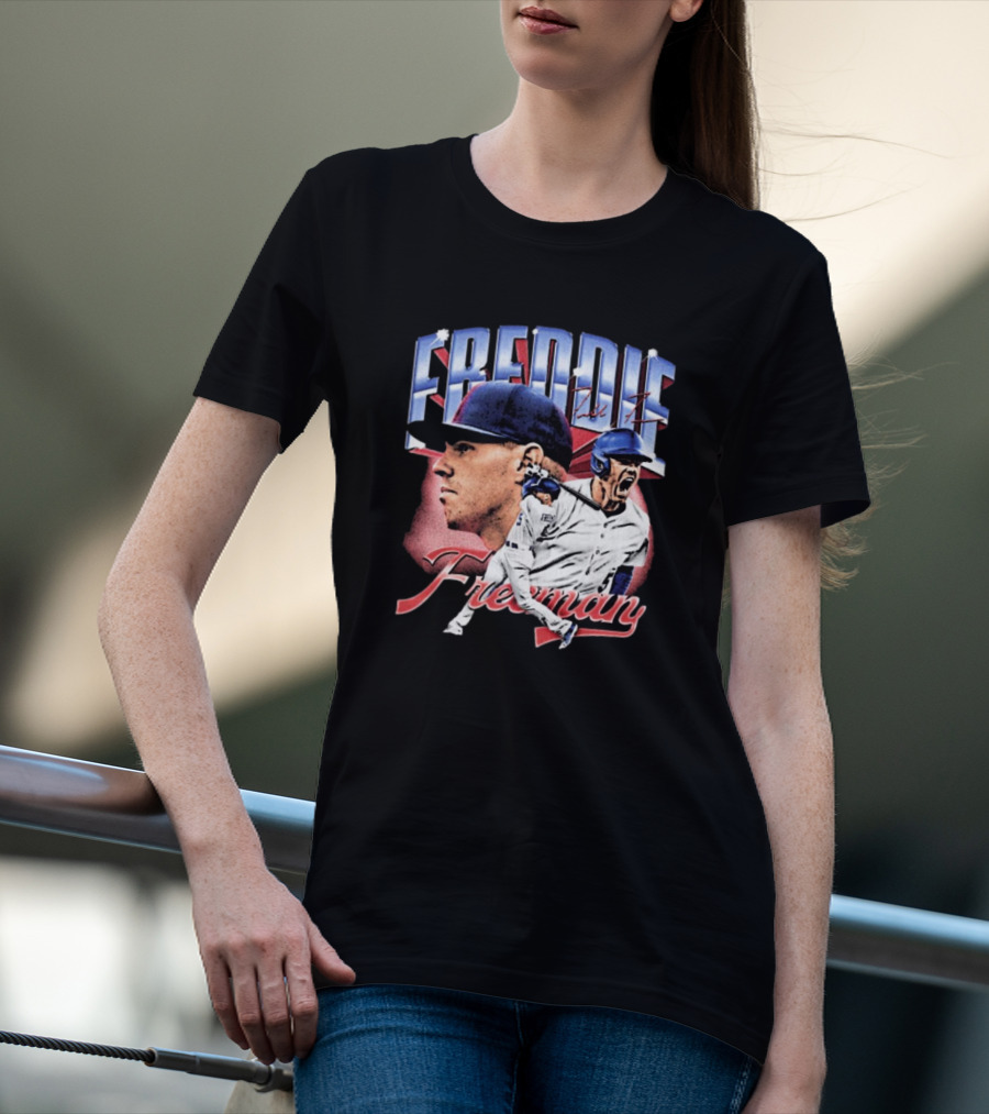 Freddie Freeman Los Angeles Dodgers Vintage Collage MLB Signature T-Shirt