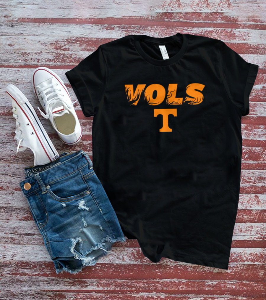 Tennessee Vols Flame Text Dark Mode T T-Shirt