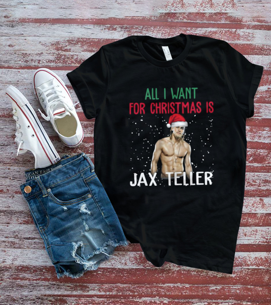 All I Want For Christmas Is Jax Teller Santa Hat Snowflakes T-Shirt