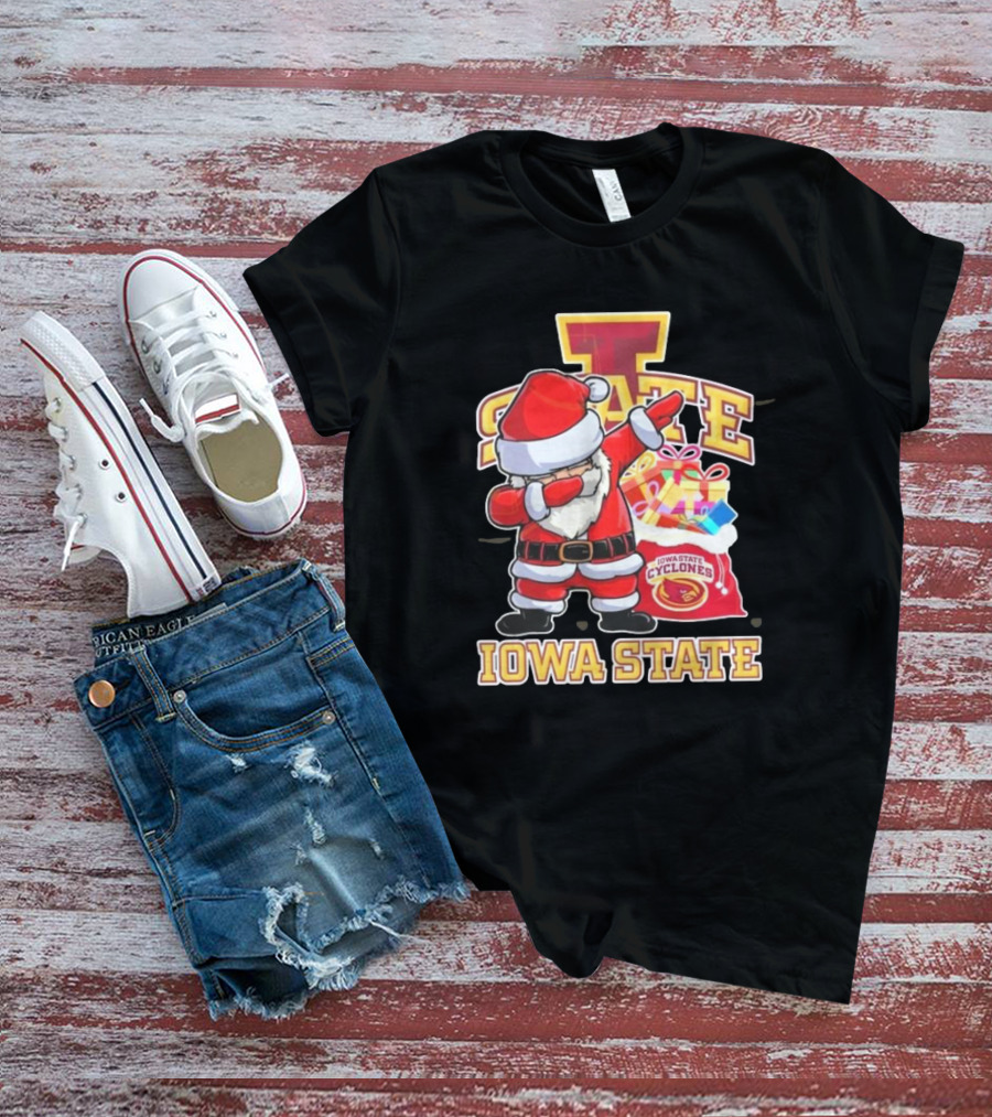 Santa Claus Iowa State Cyclones Dab Pose Holiday T-Shirt
