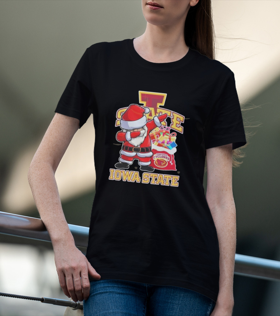 Santa Claus Iowa State Cyclones Dab Pose Holiday T-Shirt