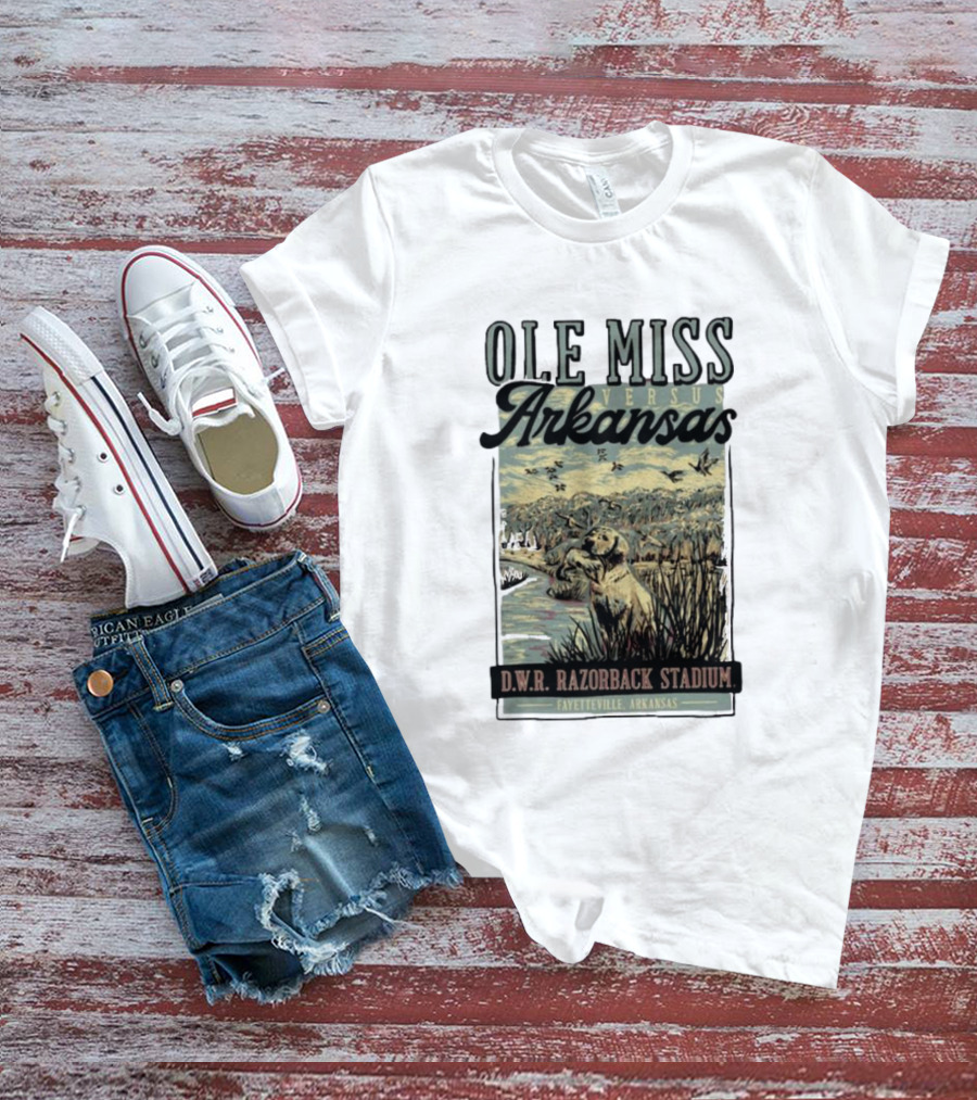 Ole Miss Versus Arkansas D.W.R. Razorback Stadium Fayetteville Game Day T-Shirt