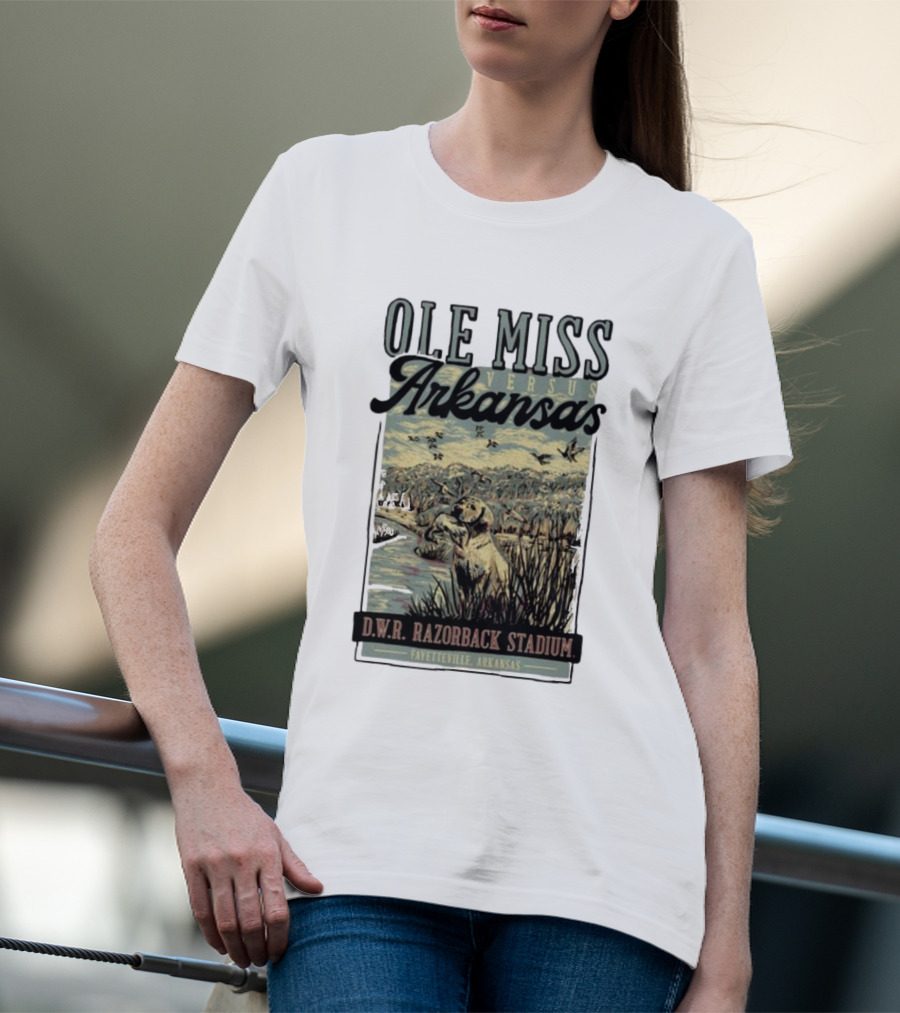 Ole Miss Versus Arkansas D.W.R. Razorback Stadium Fayetteville Game Day T-Shirt