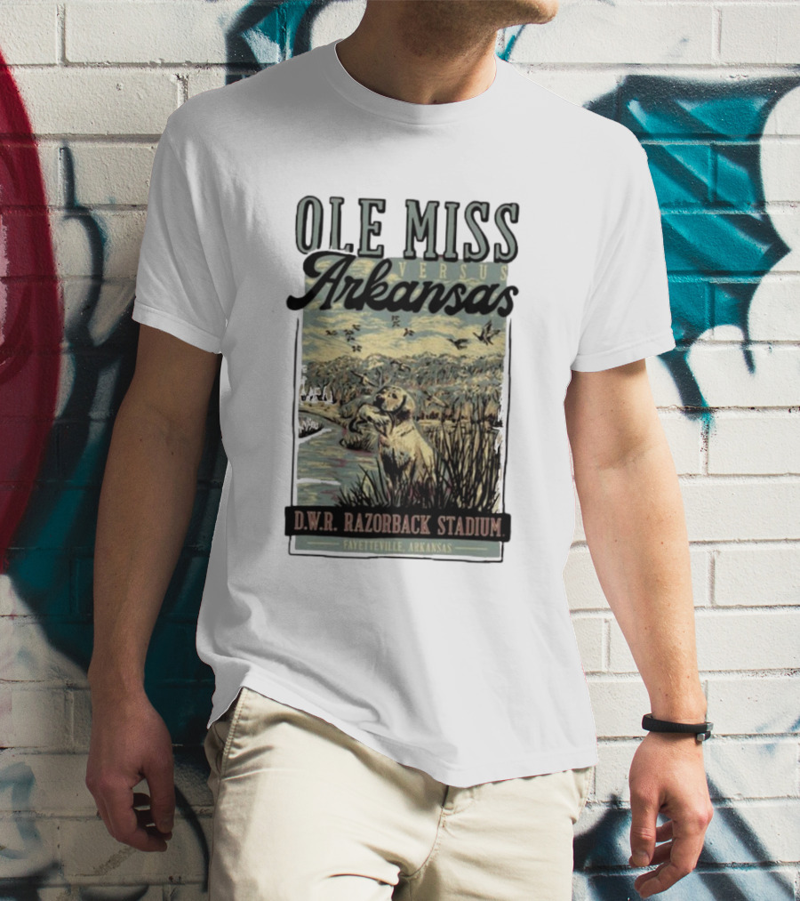 Ole Miss Versus Arkansas D.W.R. Razorback Stadium Fayetteville Game Day T-Shirt