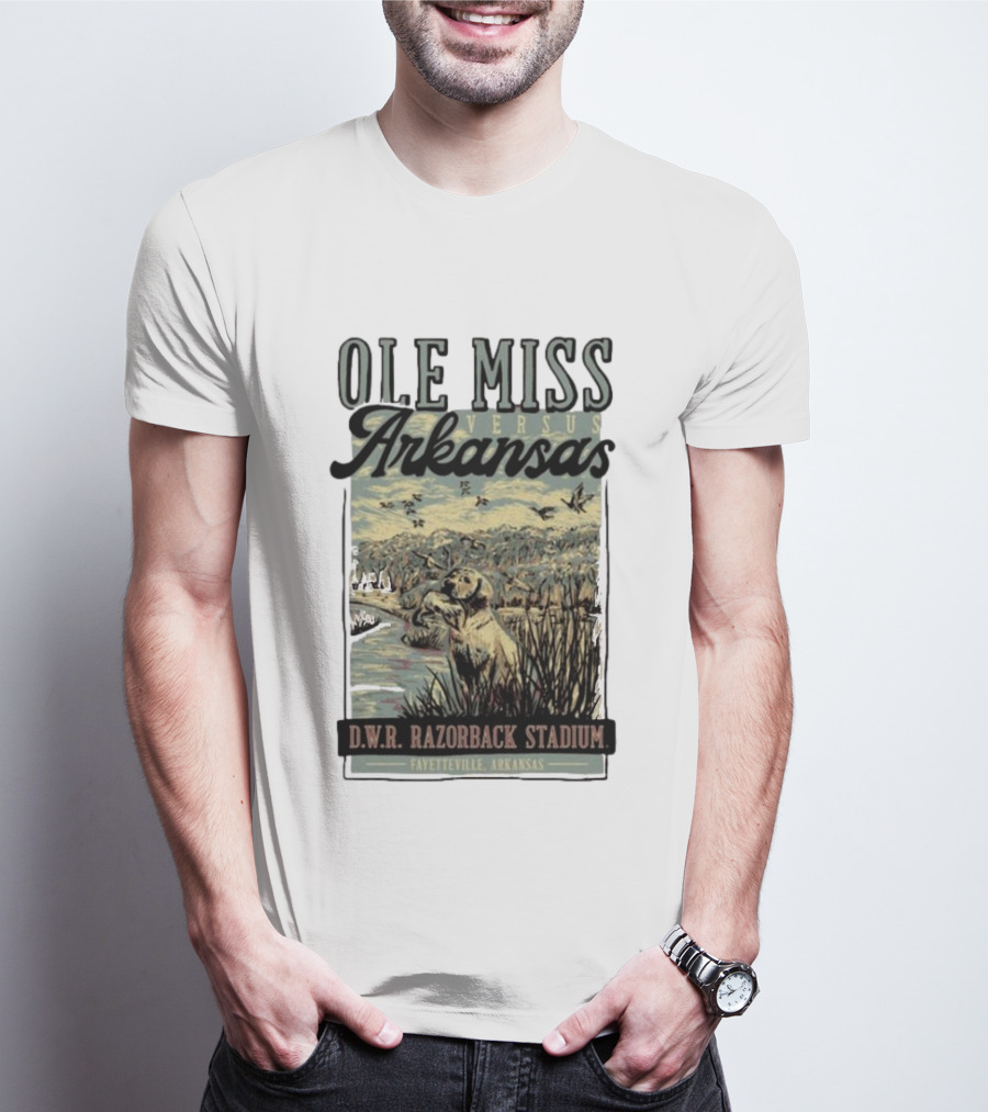 Ole Miss Versus Arkansas D.W.R. Razorback Stadium Fayetteville Game Day T-Shirt