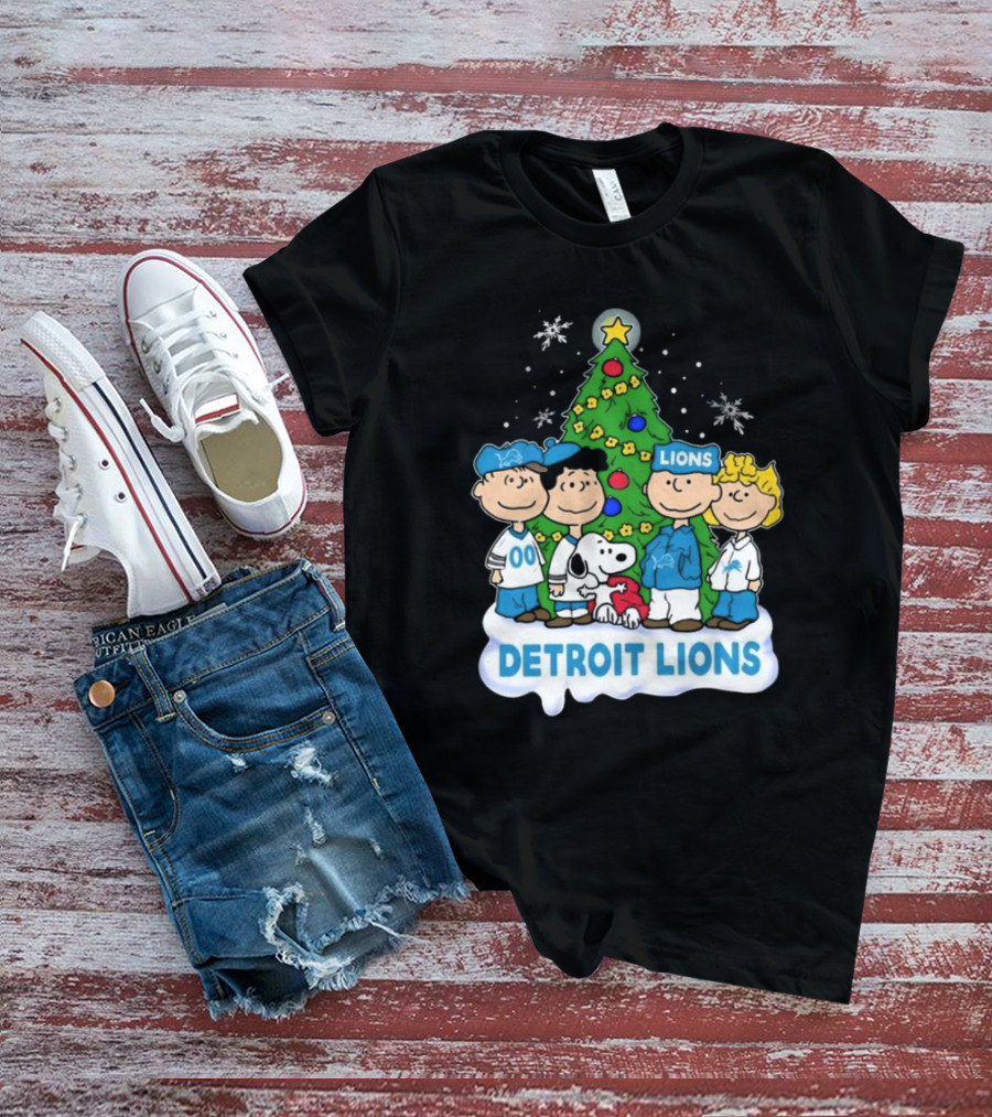 Peanuts Detroit Lions Merry Christmas T-Shirt