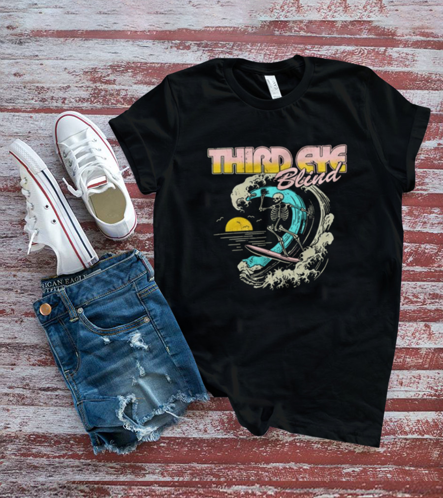 Third Eye Blind Skeleton Surfing Vintage Wave Sunset Summer Tour T-Shirt