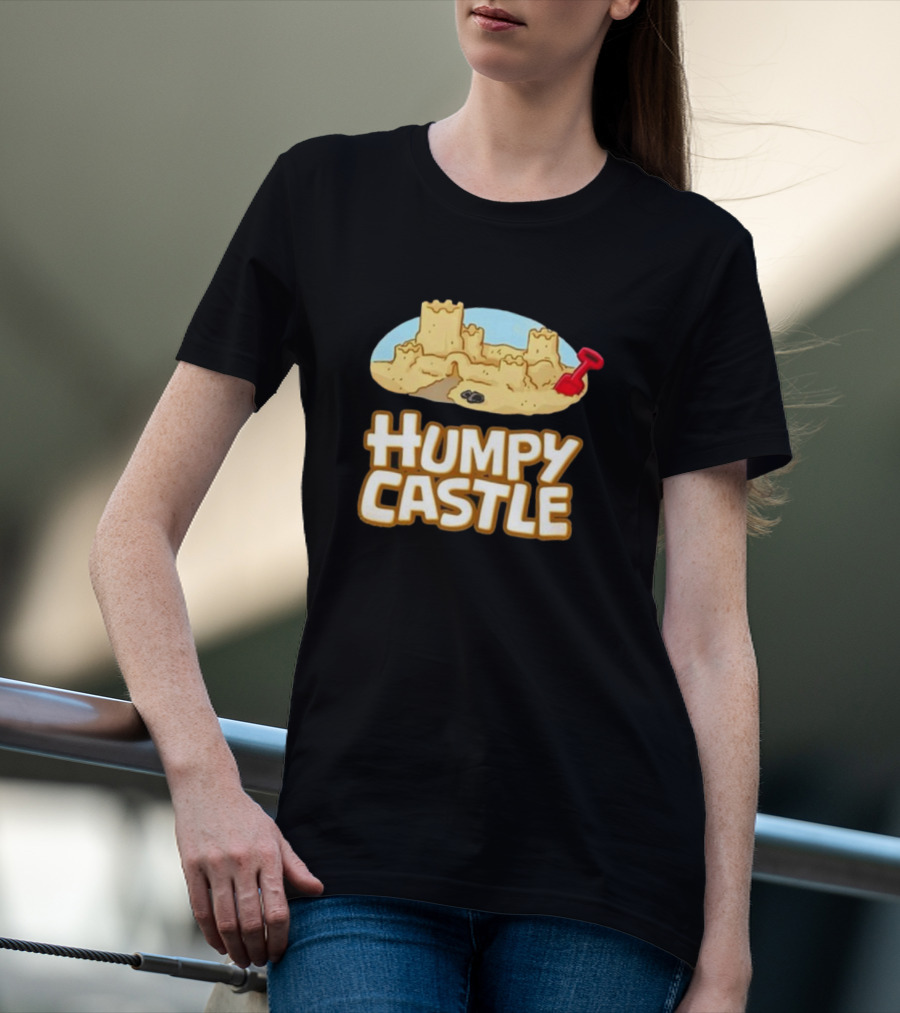 Humpy Castle Sandcastle With Red Shovel On Cherry Island T-Shirt