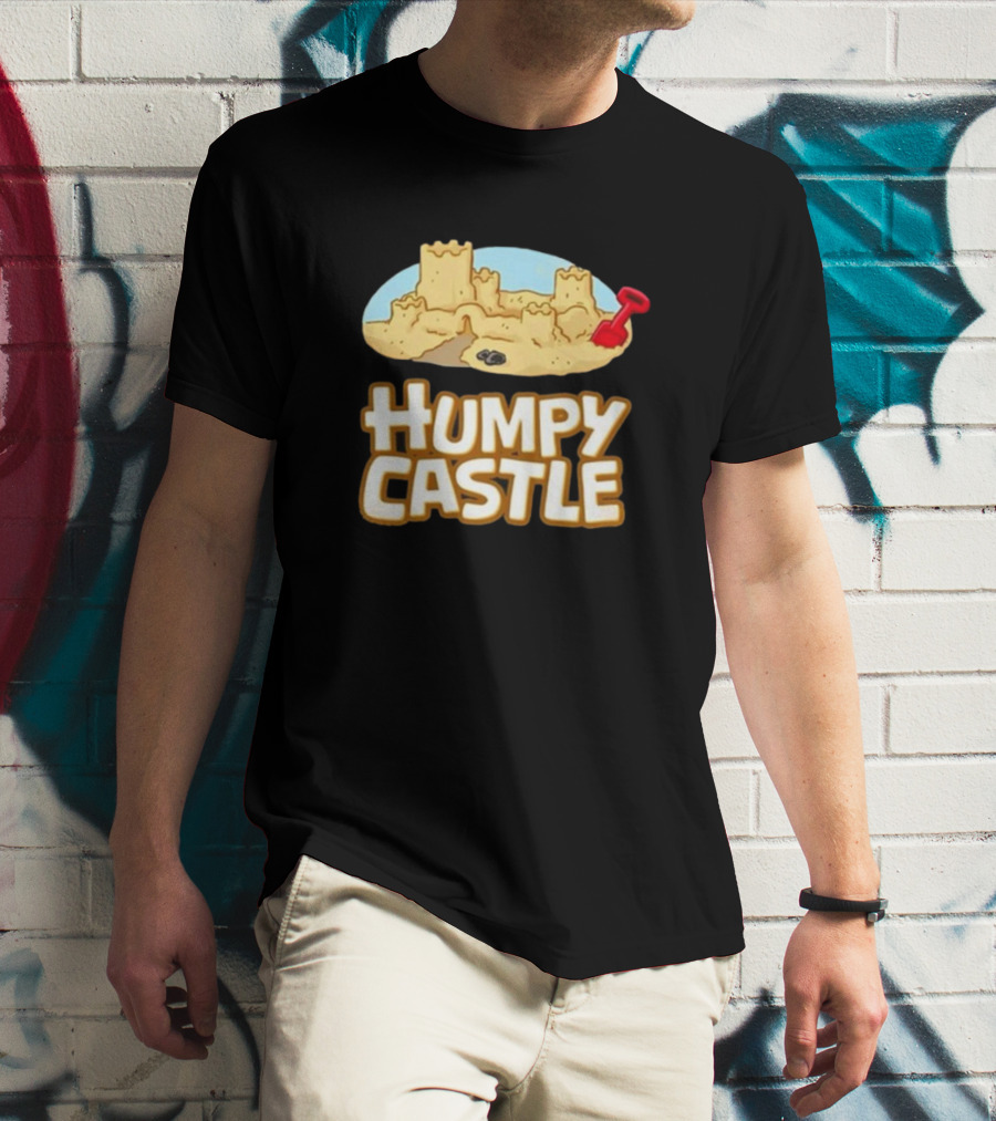 Humpy Castle Sandcastle With Red Shovel On Cherry Island T-Shirt