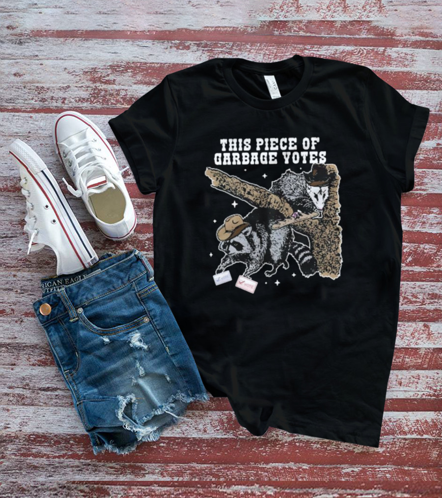 This Piece Of Garbage Votes Funny Political Raccoon With Hats And Voting Cards T-Shirt