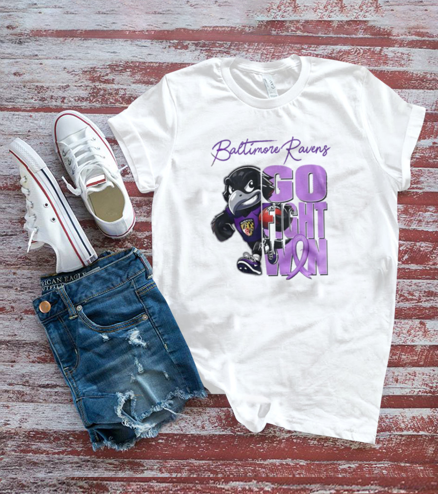 Baltimore Ravens Go Fight Win Pancreatic Cancer Awareness T-Shirt