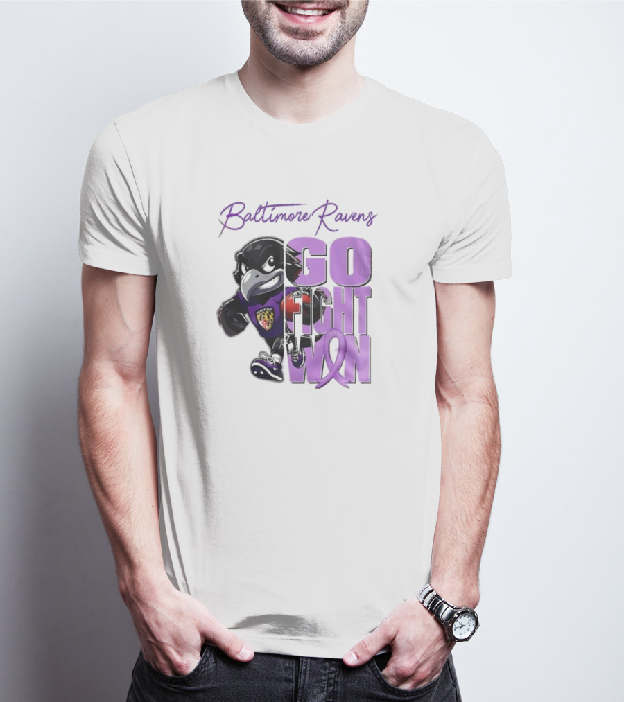 Baltimore Ravens Go Fight Win Pancreatic Cancer Awareness T-Shirt