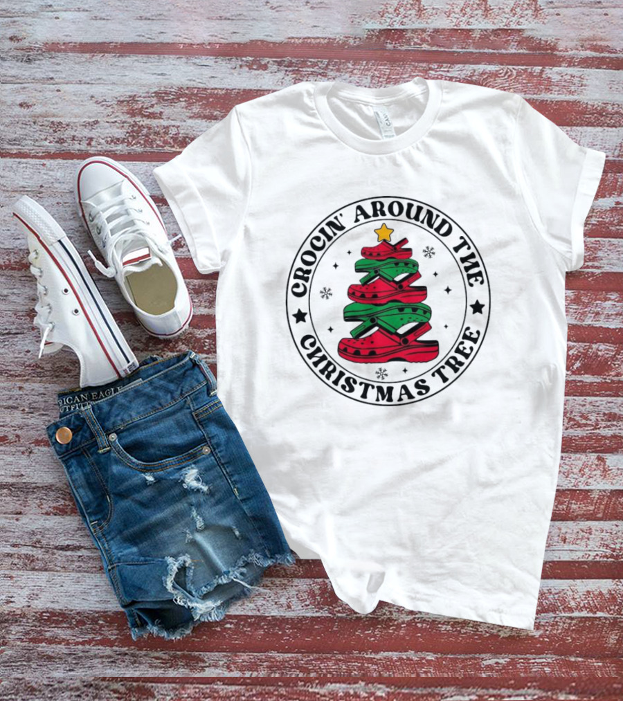 Crocin' Around The Christmas Tree Snowflakes Holiday T-Shirt