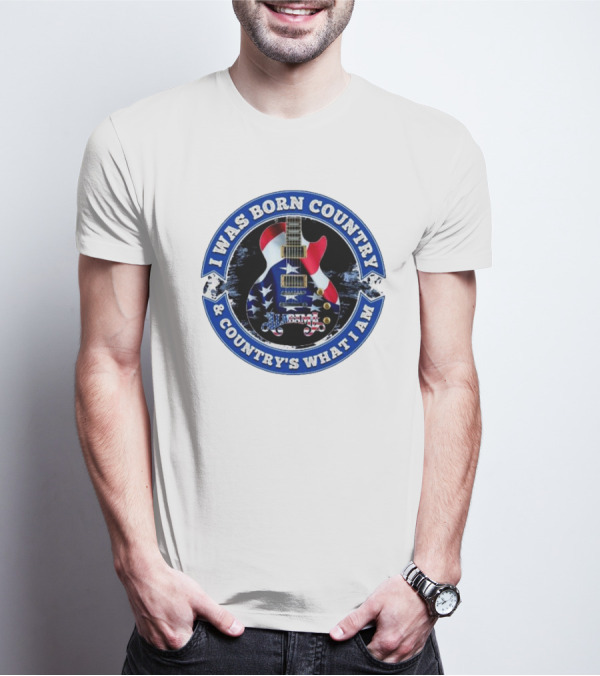 I Was Born Country And Country's What I Am Alabama Guitar USA Flag T-Shirt