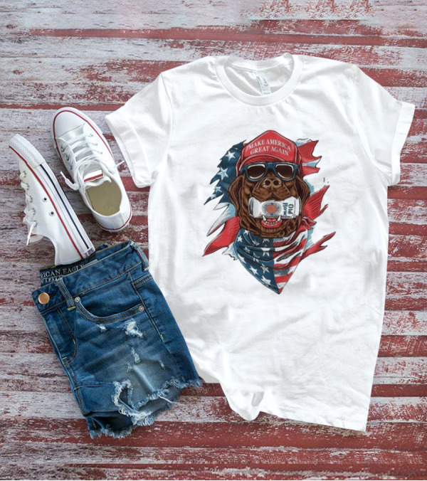 Make America Great Again Dog Old Row American Flag Bandana T-Shirt
