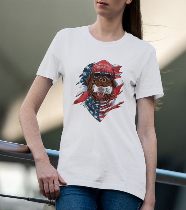 Make America Great Again Dog Old Row American Flag Bandana T-Shirt