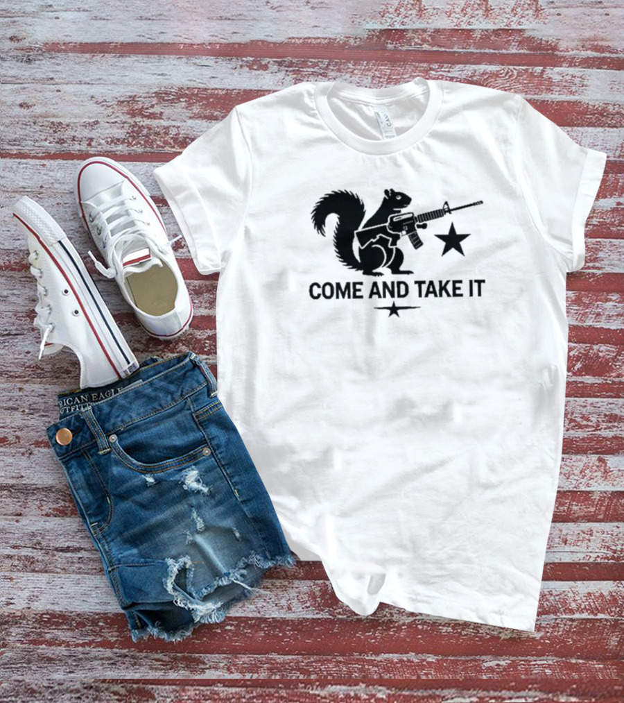 Peanut The Squirrel Holding Rifle Come And Take It Iconic Star T-Shirt