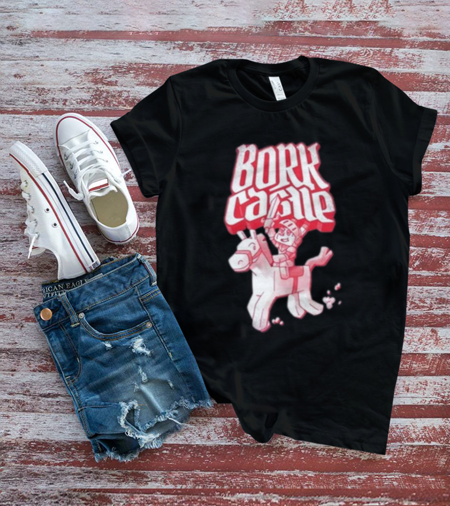 Bork Castle Cartoon Knight Riding Horse T-Shirt