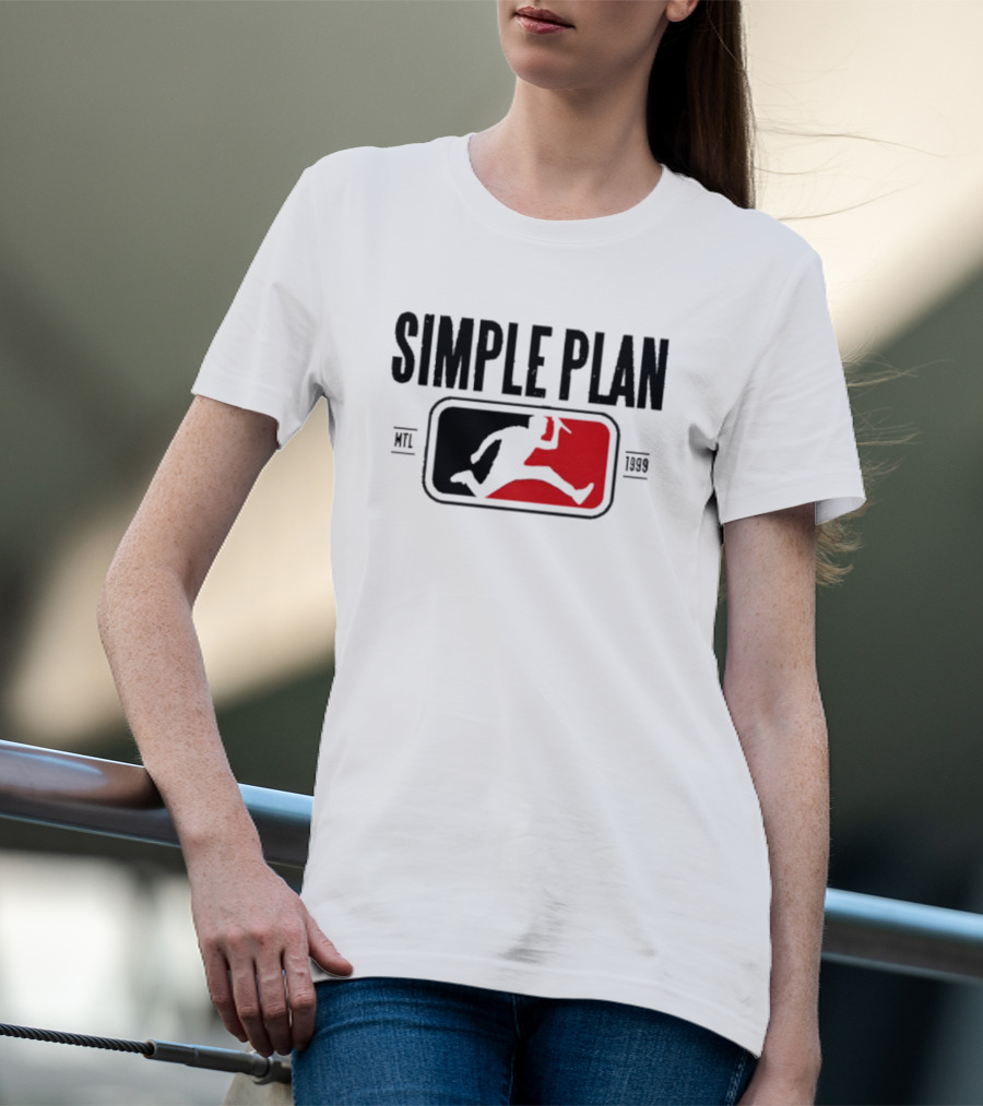 SIMPLE PLAN SP MTL 1999 Baseball Style Logo Jumping Figure T-Shirt