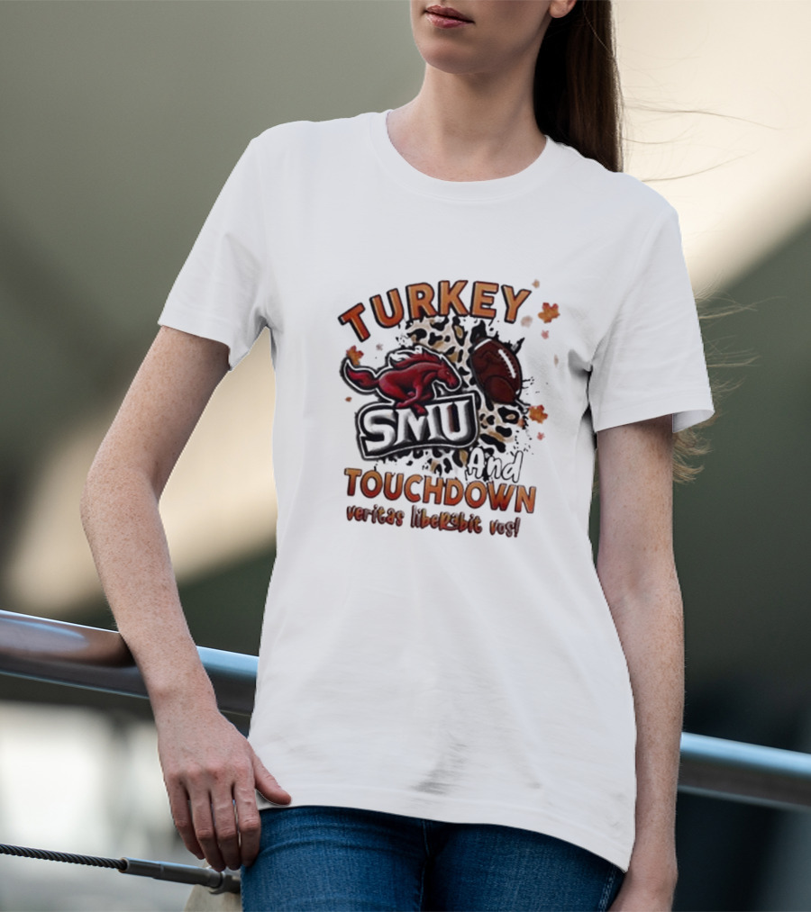 SMU Mustangs Turkey Touchdown Veritas Liberabit Vos T-Shirt