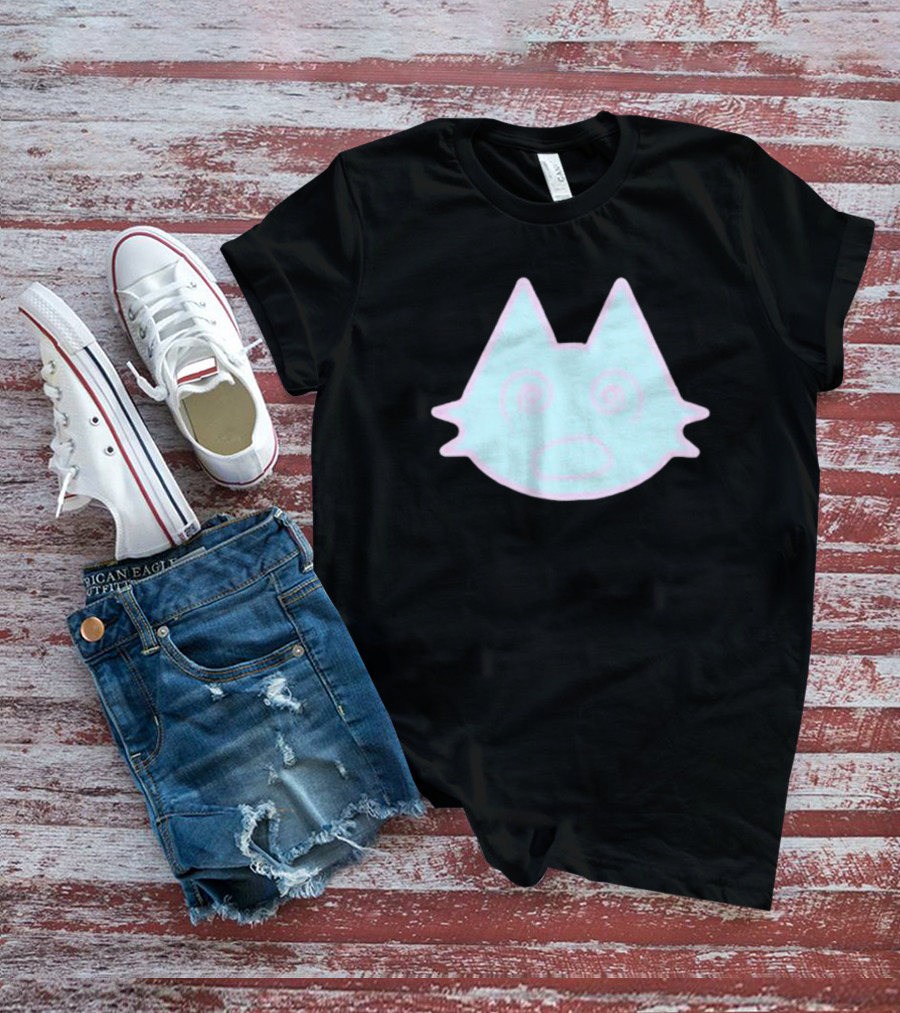 Sinjin Drowning Dizzy Cat Pastel Swirl Face T-Shirt