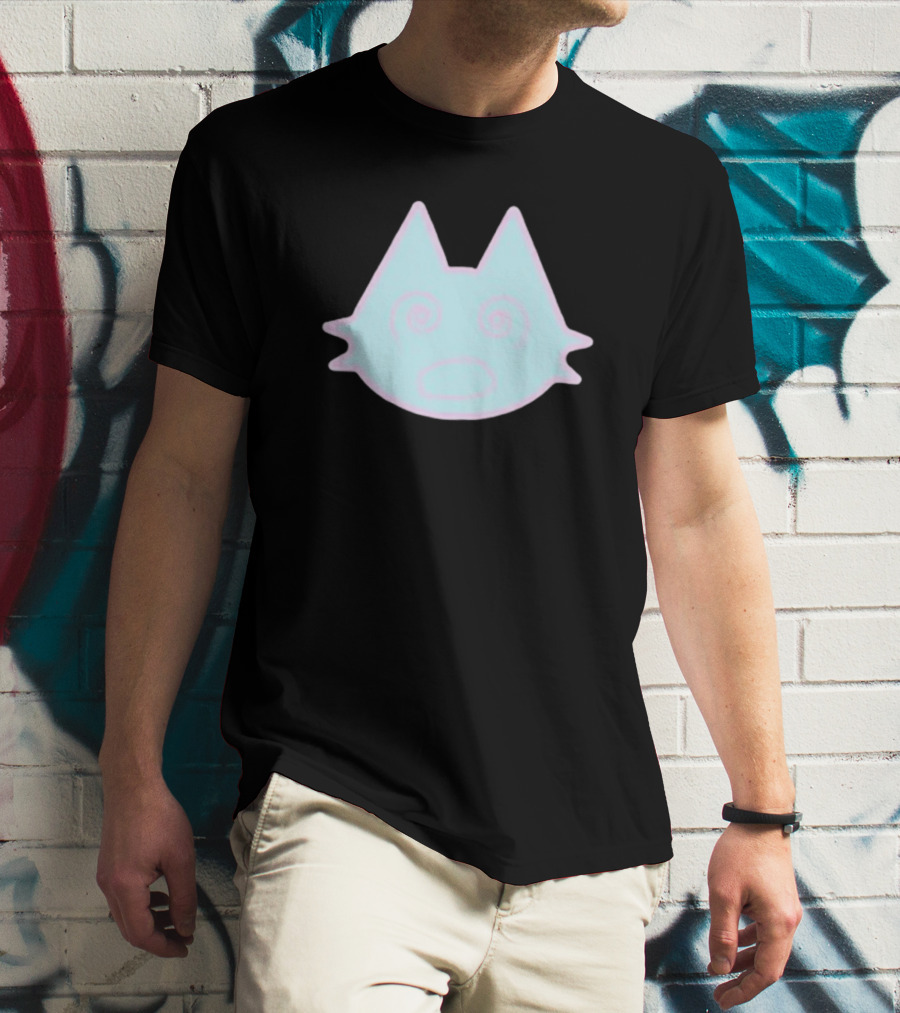 Sinjin Drowning Dizzy Cat Pastel Swirl Face T-Shirt