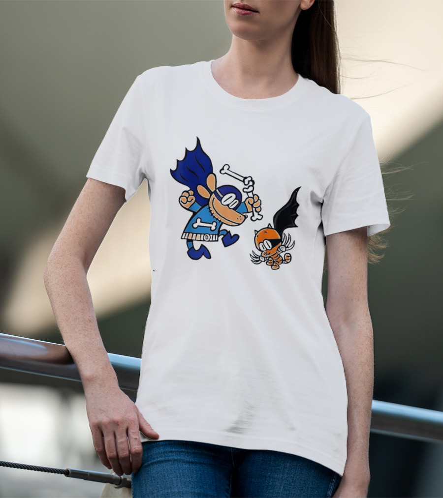 Dog And Cat Essentials Superhero Duo Dog Man And Cat Kid T-Shirt