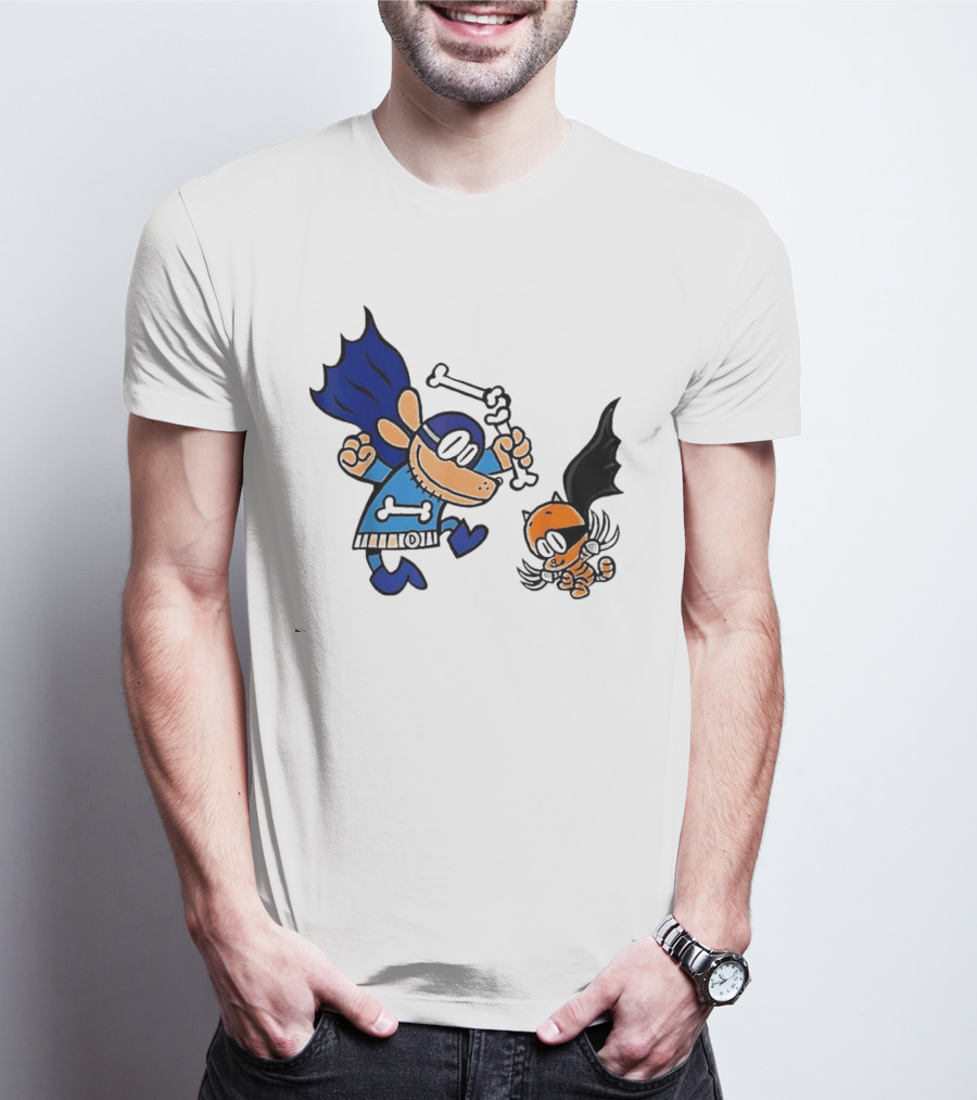 Dog And Cat Essentials Superhero Duo Dog Man And Cat Kid T-Shirt